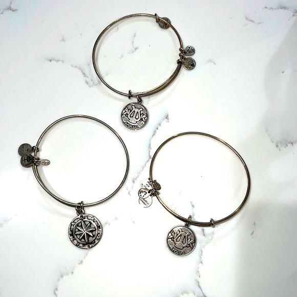 Alex and Ani silver adjustable bracelets. Sold as a set. - Picture 1 of 4